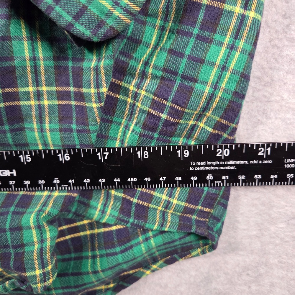 Eddie Bauer Plaid Button Down Shirt Mens Medium Green Navy Cotton Long Sleeve - Picture 5 of 8